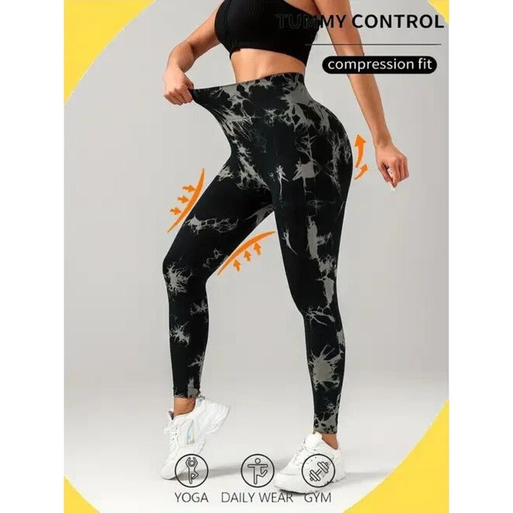 Sz *Medium* Unbranded Boutique Tie Dye Ruched Scrunch Butt Booty Leggings NWOT